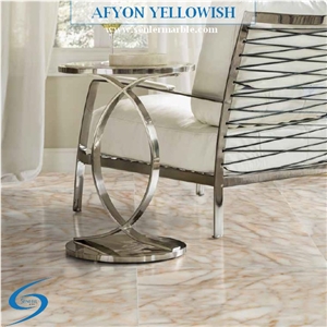 Afyon Yellowish Slabs & Tiles, Turkey White Marble, Turkish Marble, Polished Marble, Yellow, Yellow Veins, Afyon Marble