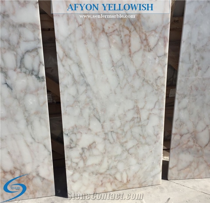 Afyon Yellowish Slabs & Tiles, Turkey White Marble, Turkish Marble, Polished Marble, Yellow, Yellow Veins, Afyon Marble