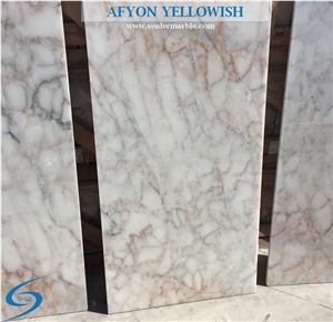 Afyon Yellowish Slabs & Tiles, Turkey White Marble, Turkish Marble, Polished Marble, Yellow, Yellow Veins, Afyon Marble