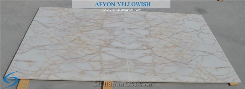 Afyon Yellowish Slabs & Tiles, Turkey White Marble, Turkish Marble, Polished Marble, Yellow, Yellow Veins, Afyon Marble