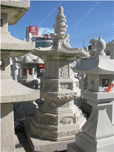 Lantern Sculpture, White Granite Lanterns