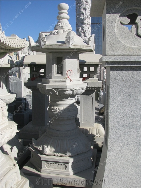 Lantern Sculpture, White Granite Lanterns