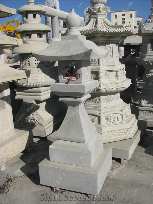 Lantern Sculpture, White Granite Lanterns