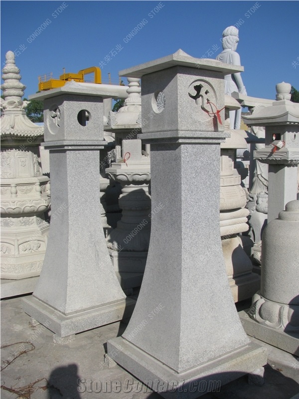 Lantern Sculpture, White Granite Lanterns