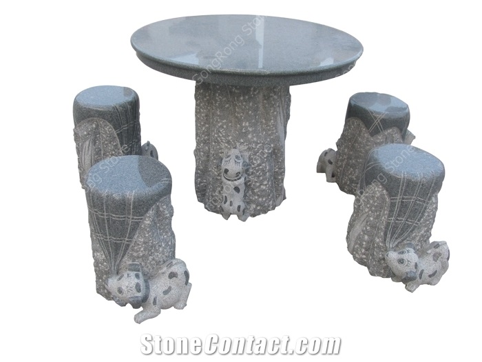 Stone Table and Chairs Sculpture