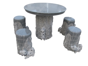 Stone Table and Chairs Sculpture