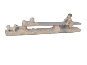 Teeter Board, White Granite Sculpture & Statue