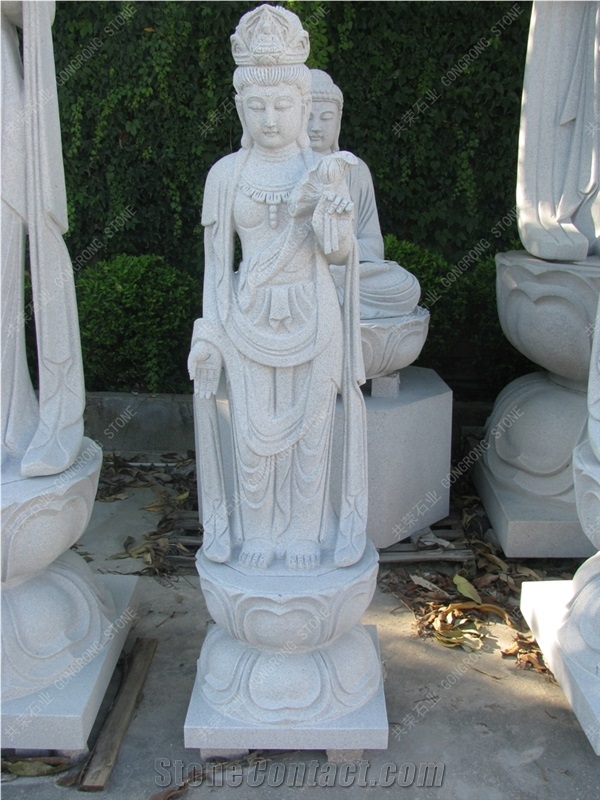 White Granite Guan Yin Sculpture, Religious Statues