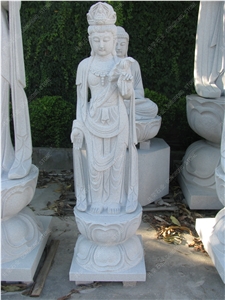White Granite Guan Yin Sculpture, Religious Statues