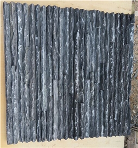 Black Quartzite Think Water Fature Wall Cladding Stone