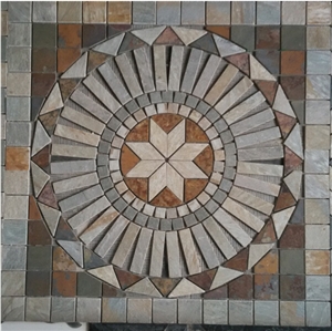 Slate + Granite Mosaic Flat Stones Floor Tiles in Different Pattern Slate + Granite Mosaic Flat Stones Floor Tiles in Different Pattern