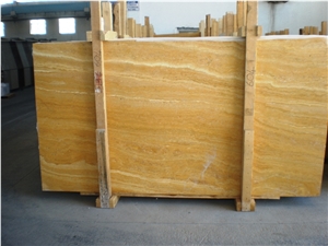 Golden Travertine Slabs and Blocks, Mexico Yellow Travertine