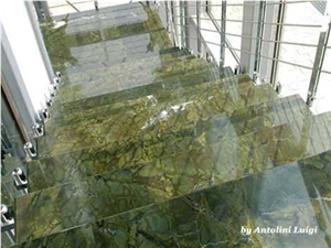 Stairs in Granito Verde Fantastico Polished