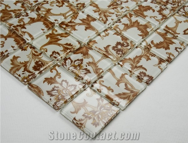 Brown Flower Glass Mosaic