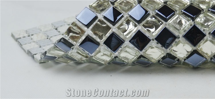 Zf8123b-15 Black Crystal Glass Mosaic