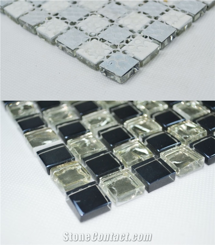 Zf8123b-15 Black Crystal Glass Mosaic