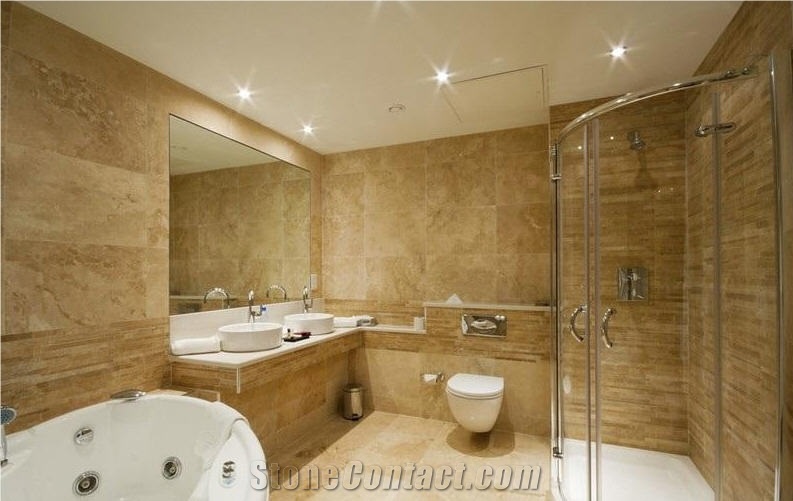 Ivory Travertine Tiles Honed, Filled