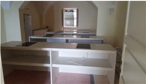 Okite Quartz Kitchen Countertops, White Quartz Kitchen Countertops