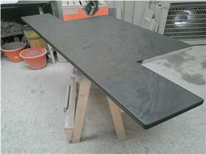 Brazilian Black Slate T Shape Honed Fireplace Hearth