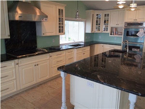 Cosmic Black Leather Granite Kitchen Perimeter Top and Island Top Cosmic Black Leather Granite Kitchen Perimeter Top and Island Top