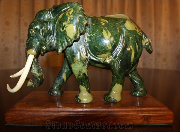 Verdite, Green Semiprecious Stone Sculpture & Statue