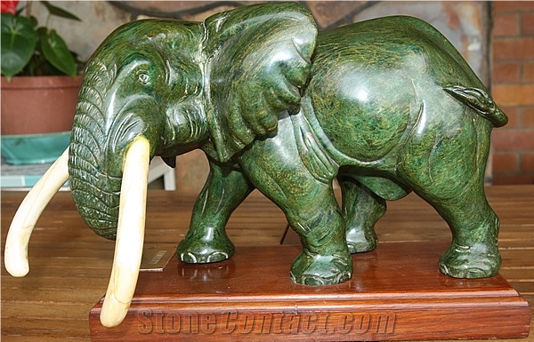 Verdite, Green Semiprecious Stone Sculpture & Statue