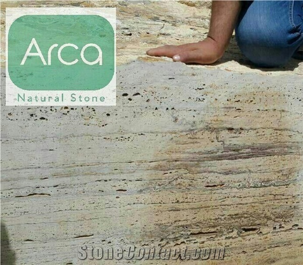 Arca White Silver Travertine Block