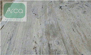 Arca White Silver Travertine Block