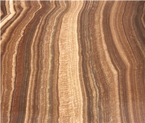 China Wood Grain Onyx Brown Onix Bookmatched Polished Slab