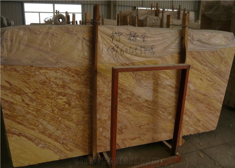 Lemon Gold Marble Yellow Polished Slab Room Decor Tile