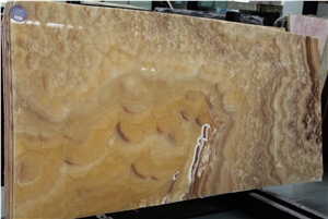 Orange Bubble Onyx Jaddeh Yellow Bookmatched Onyx Slab Tile
