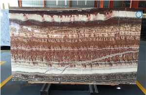 Picasso Red Onyx 1.8Cm Big Polished Slab For Wall Floor Tile