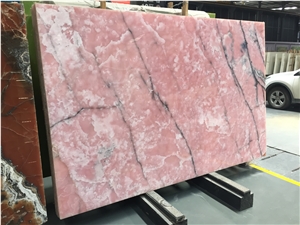 Pink Onyx Slabs and Tiles Polished, Wall Cladding for Vanity Top, Bathroom Top ,A Grade and High Polished Degree, Own Factory, Natural Stone for Hotel Use Bright Natural Stone
