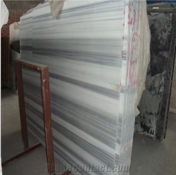 Turkey Marmara Equator Marble White Zebra Bleu Striata Slab