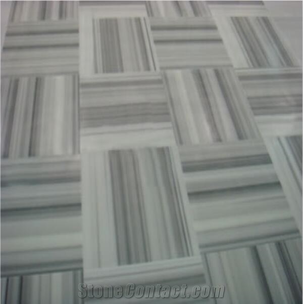 Turkey Marmara Equator Marble White Zebra Bleu Striata Slab