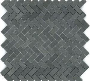 Natural Basalt Herringbone Mosaic