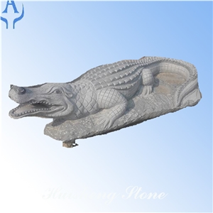 Granite Grey Animal Crocodile Sculpture,Grey Granite