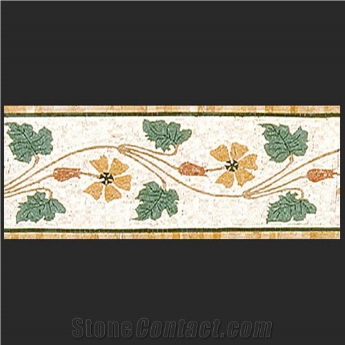 Antique Mosaic Borders 100x30 cm Glossy Decorations and Decorations on Fiberglass Mesh