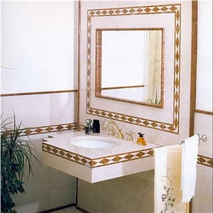 Biancone, Rosso Verona Bath Top Shiny Bath with Border