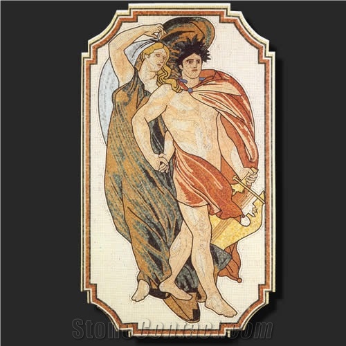Polychrome Marble Artistic Mosaic cm 115x200, on Fiberglass Mesh