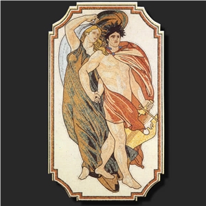 Polychrome Marble Artistic Mosaic cm 115x200, on Fiberglass Mesh