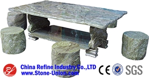 Black Basalt Garden Furniture Table Set, Park Table and Bench , Table Set Basalt for Rest , Exterior Garden Furniture , Outdoor Benches