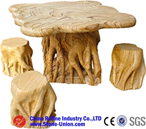 China Multicolor Granite Hand Carved Bench for Garden, Modern Design Bench & Table
