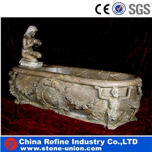 Hand Carved Marble Antique Bathtub,Bathroom Bathtubs Surround, Grey Marble Bathtubs, Stone Bathtub Statue, Bathroom Decorated Bathtub, Customized Bathtub