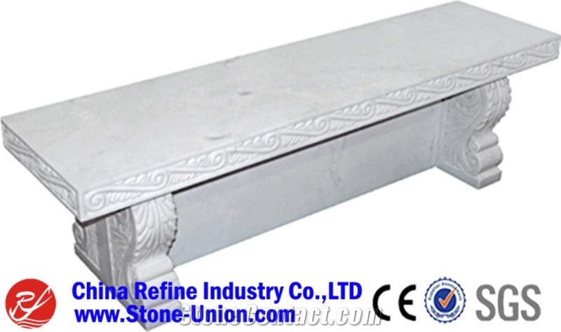 High Polished White Granite Modern China Garden Bench, Outdoor Bench, Park Bench