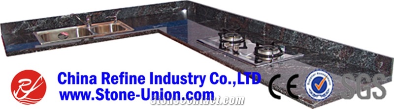 L-Shape Granite Kitchen Countertops,Shanxi Black Kitchen Counter Top, China Absolutely Black Granite Polished Natural Stone Kitchen Countertops