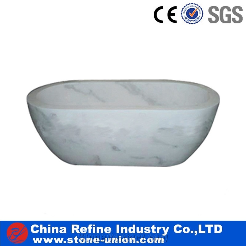 Natural Stone Bath Tub Surround,China White Carved