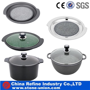 Round Shape Black Slate Coasters for Sale, Cooking Stone Pot, Natural Lava Stone Pot, Kitchen Cookware