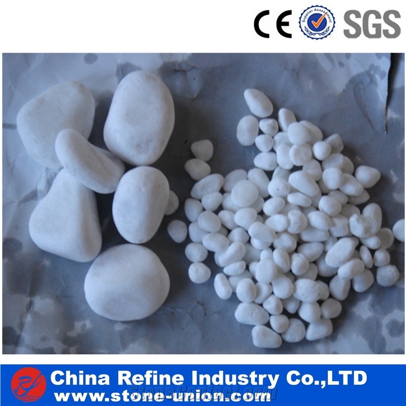 Snow White River Pebble Stone,Round Stone Pure Snow White Pebbles Paving Natrual Stone,30-50mm/50-80mm Snow White Pebble Stone for Decoration
