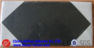 Square Slate Lettering Coastes, Black Slate Kitchen Accessories,Modern Bar Restaurant Heart Shaped Dinner Black Slate Stone Plate